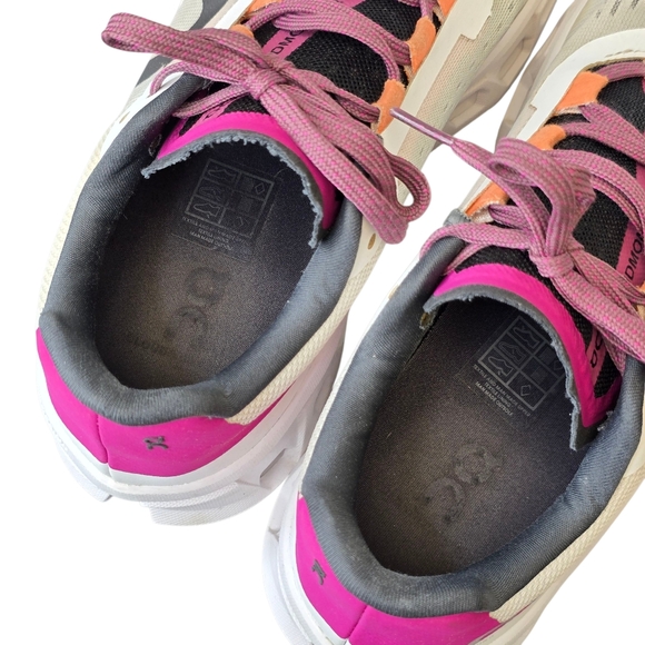 On Running Cloudmonster Women's 9 Athletic Running Sneakers Undyed White/Aurora - Picture 11 of 16